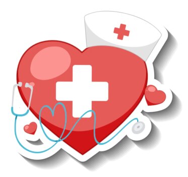 Free Vector | Red gradient heart with nursing cap and stethoscope