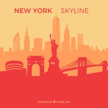 Free Vector | Red skyline of new york