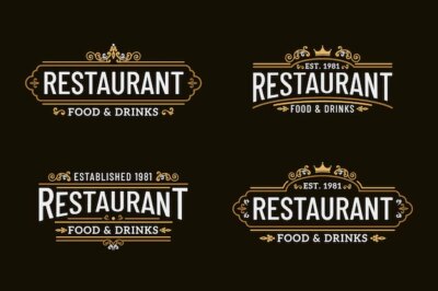 Free Vector | Restaurant retro logo template collection