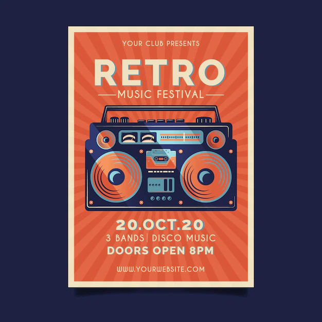 Free Vector | Retro music poster template