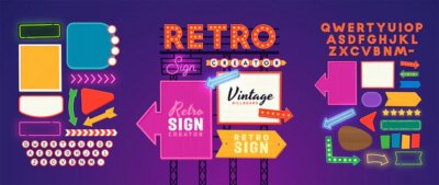 Free Vector | Retro signboard creator set