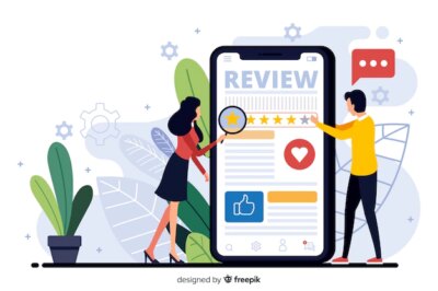 Free Vector | Reviews concept for landing page