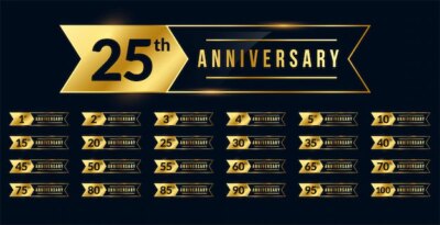Free Vector | Ribbon style anniversary golden labels set