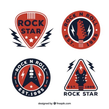 Free Vector | Rock logo collection with flat design