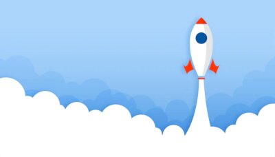 Free Vector | Rocket launch background with smoke or clouds