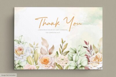 Free Vector | Romantic hand drawn floral wedding thank you card