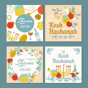 Free Vector | Rosh hashanah card pack
