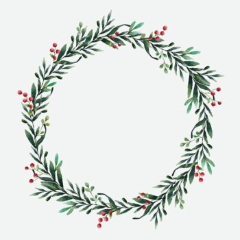 Free Vector | Round christmas wreath vector watercolor style