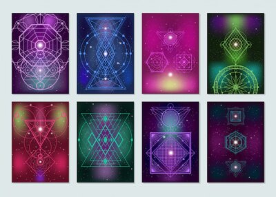 Free Vector | Sacred geometry colorful banners collection