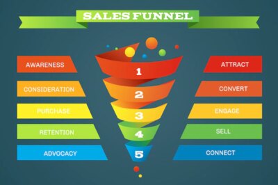 Free Vector | Sales funnel business purchases infographic with five steps