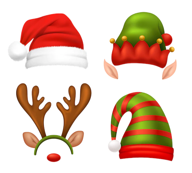 Free Vector | Santa claus hat set