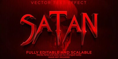 Free Vector | Satan horror text effect, editable scary and red text style
