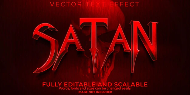 Free Vector | Satan horror text effect, editable scary and red text style