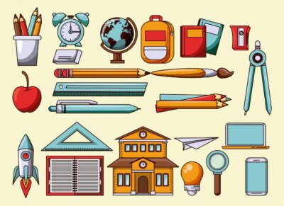 Free Vector | School utensils and cartoons symbols