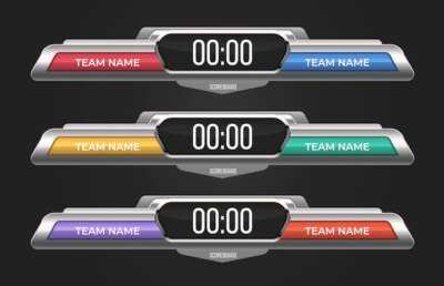 Free Vector | Scoreboard templates set. with electronic display for score and space for team names. can be used for sport bars, cricket game, baseball, basketball, football, hockey matches