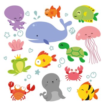 Free Vector | Sealife animals collection