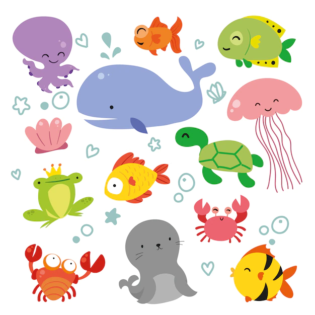 Free Vector | Sealife animals collection