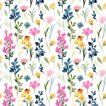 Free Vector | Seamless pattern of colorful wildflower with watercolor