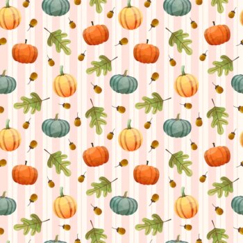Free Vector | Seamless pattern with pumpkin, walnuts and leaves.