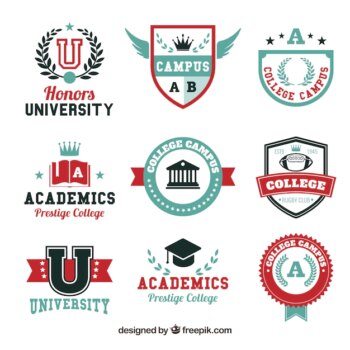 Free Vector | Selection of nine logos for college
