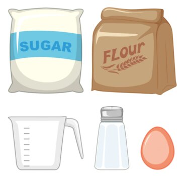 Free Vector | Set of bakery ingredients with sugar and flour
