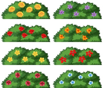 Free Vector | Set of bushs with flowers