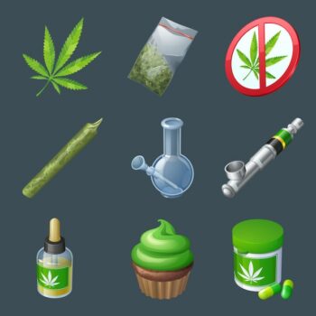 Free Vector | Set of cannabis production and equipment icons