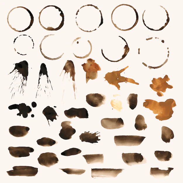 Free Vector | Set of coffee splatter stain vector