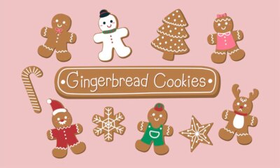 Free Vector | Set of cute gingerbread cookies for christmas.