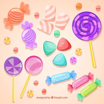 Free Vector | Set of delicious candies in flat style