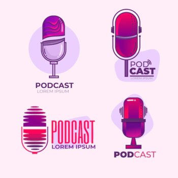 Free Vector | Set of detailed podcast logos
