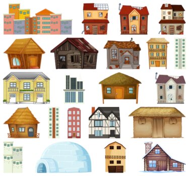 Free Vector | Set of different house