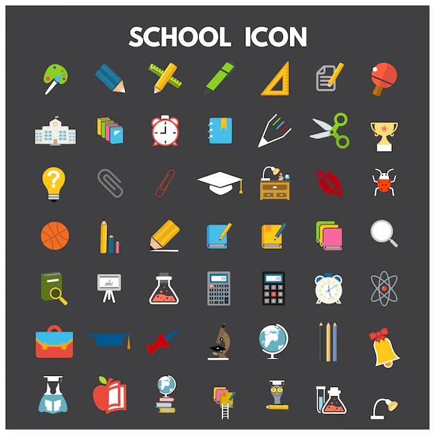 Free Vector | Set of flat school icons