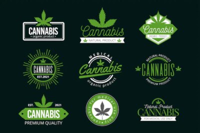 Free Vector | Set of green medical cannabis badges