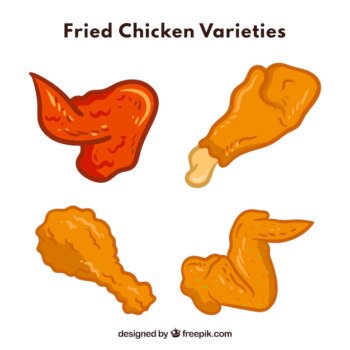 Free Vector | Set of hand-drawn fried chicken types