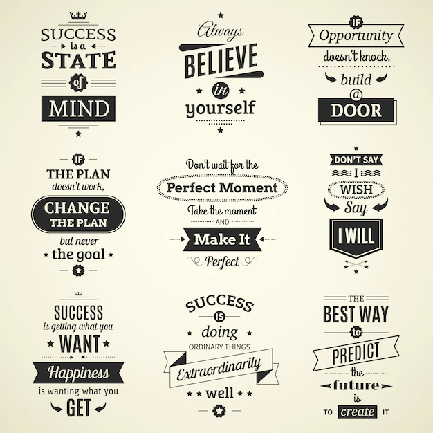 Free Vector | Set of inspiring success quotes typographic posters with creative life motivation