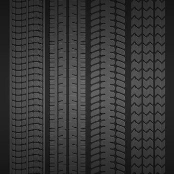 Free Vector | Set of prints from different types of tires on a dark gray background. vector illustration