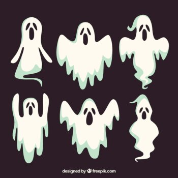Free Vector | Set of six halloween ghosts