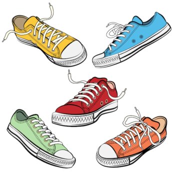 Free Vector | Set of sport shoes or sneakers in different views.