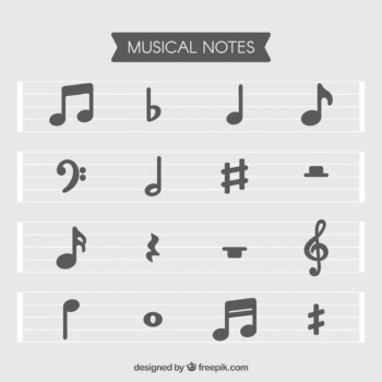 Free Vector | Set of staves and musical notes in flat design