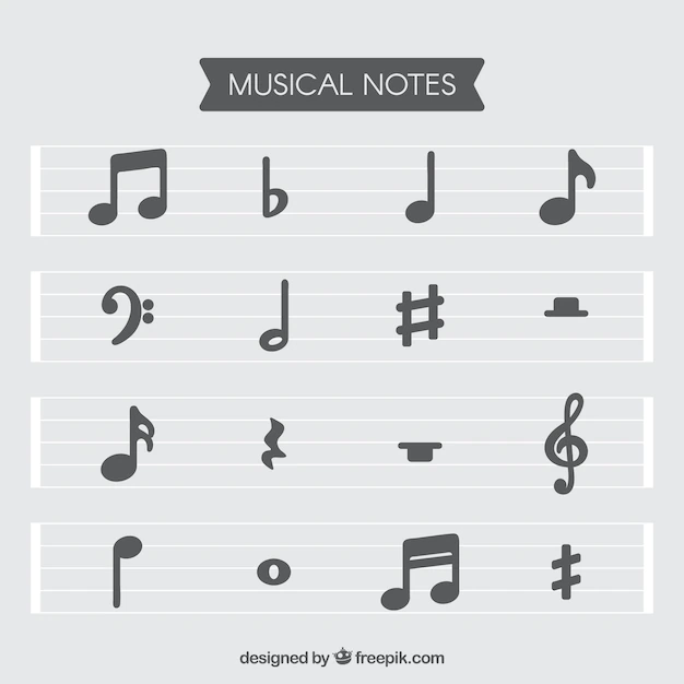 Free Vector | Set of staves and musical notes in flat design