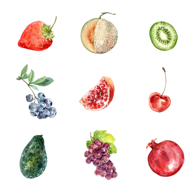 Free Vector | Set of various isolated fruits