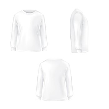 Free Vector | Set of vector illustration of a white t-shirt with long sleeves.