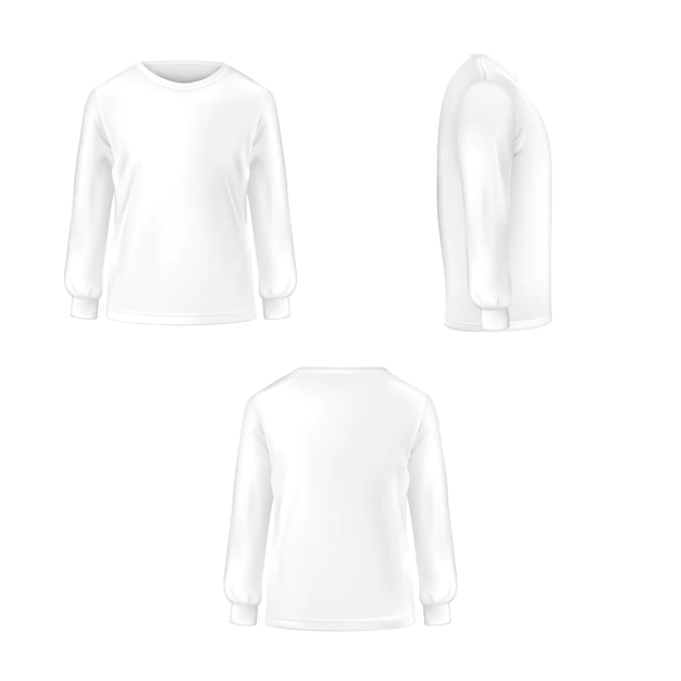 Free Vector | Set of vector illustration of a white t-shirt with long sleeves.