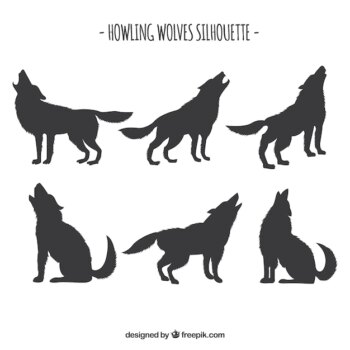 Free Vector | Set of wolf silhouettes