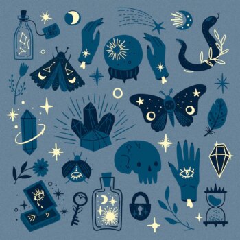 Free Vector | Shades of blue esoteric occult elements