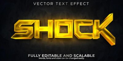 Free Vector | Shock metallic text effect, editable future and cyber text style