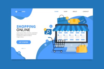 Free Vector | Shopping online landing page