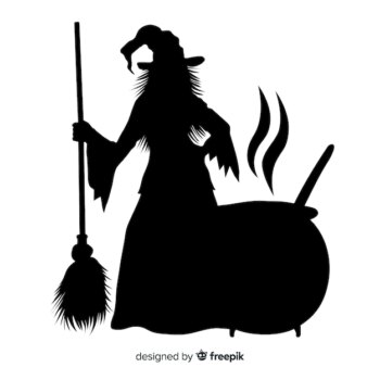 Free Vector | Silhouette of a halloween witch