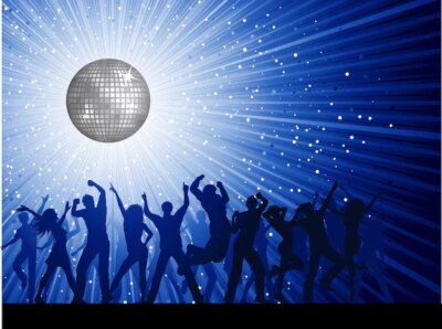 Free Vector | Silhouettes of party people on a mirror ball disco background
